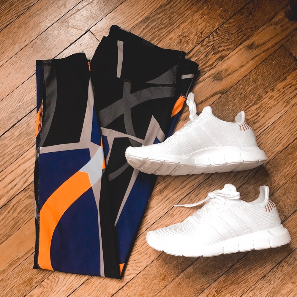 Blue and Orange Abstract Fabletics Leggings